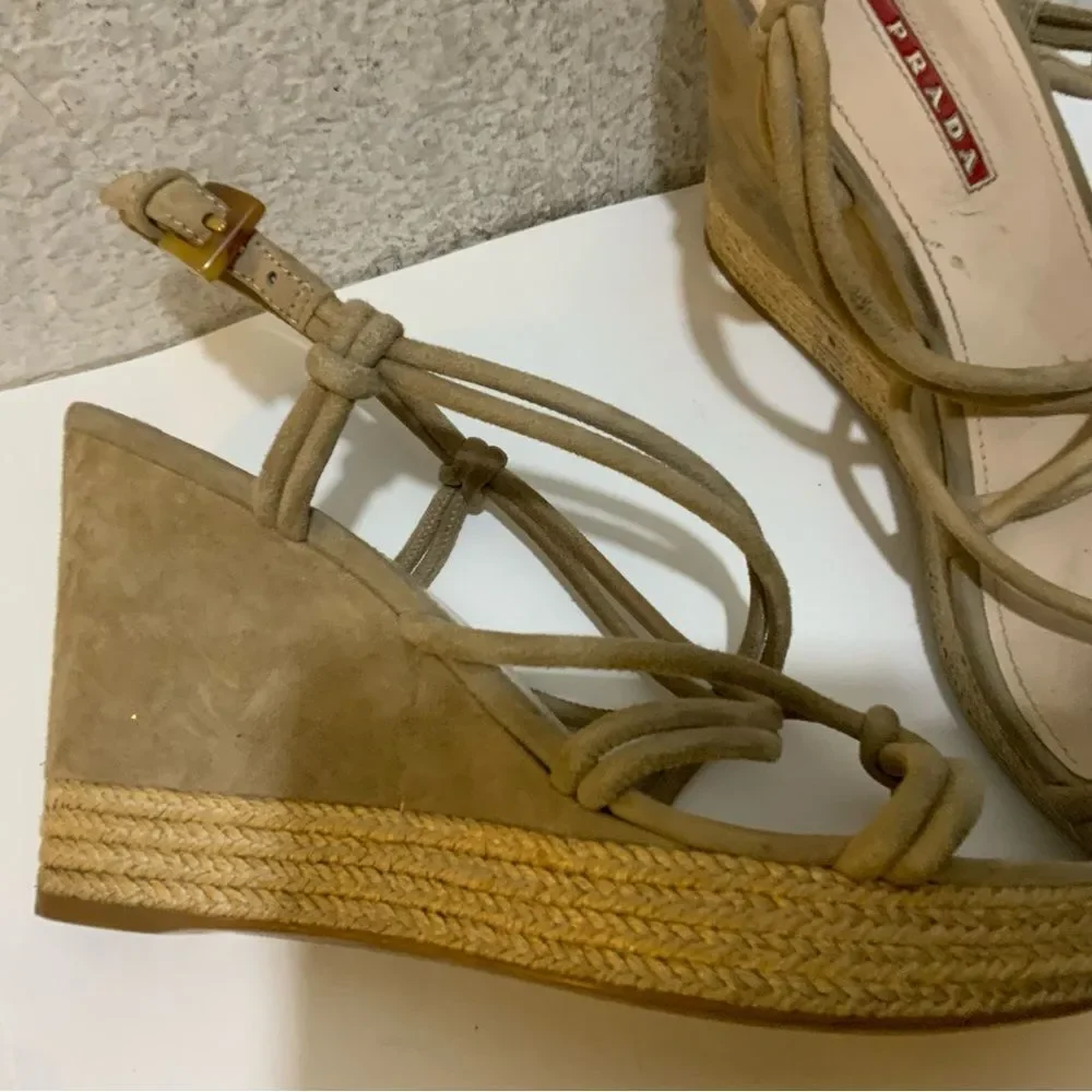 Prada suede Espadrilles Wedges Women beige Italy